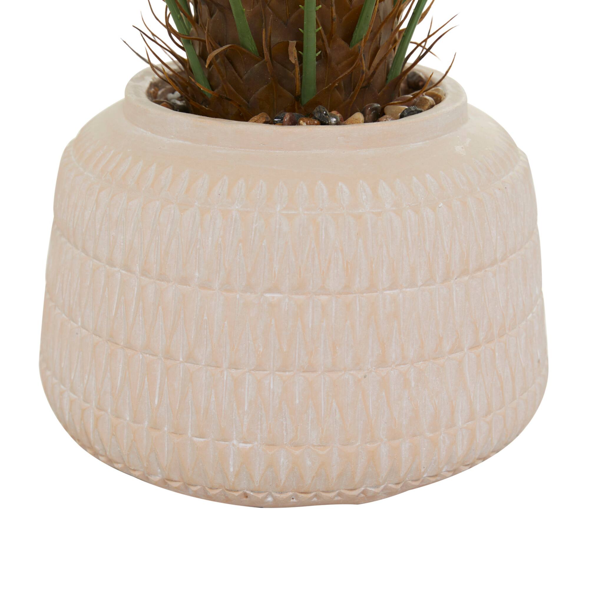 3ft. Green Sago Palm Faux Foliage Artificial Plant with Pink Ceramic Pot